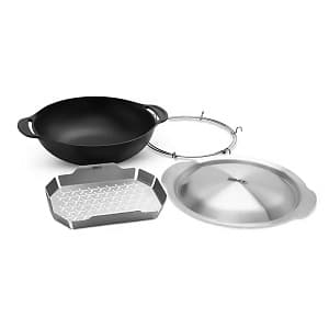 картинка МИГ-1741 Вок чугунный Weber Crafted с корзиной для приготовления на пару